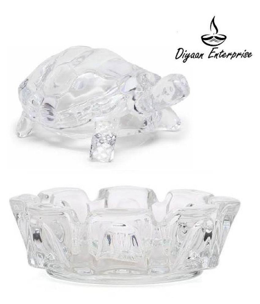 DIYAAN ENT IMPORTED VASTU - FENGSHUI CRYSTAL TURTLE | CRYSTAL TORTOISE | CRYSTAL KACHUA | WITH CRYSTAL PLATE MEDIUM SIZE