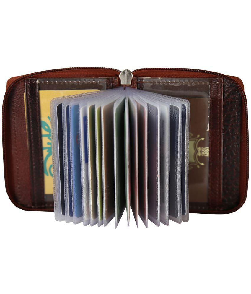 Chic Men Style 98 Brown Leather ATM 14 Slot Card Holder For Men & Women - Brown 2025 at ShopCirc