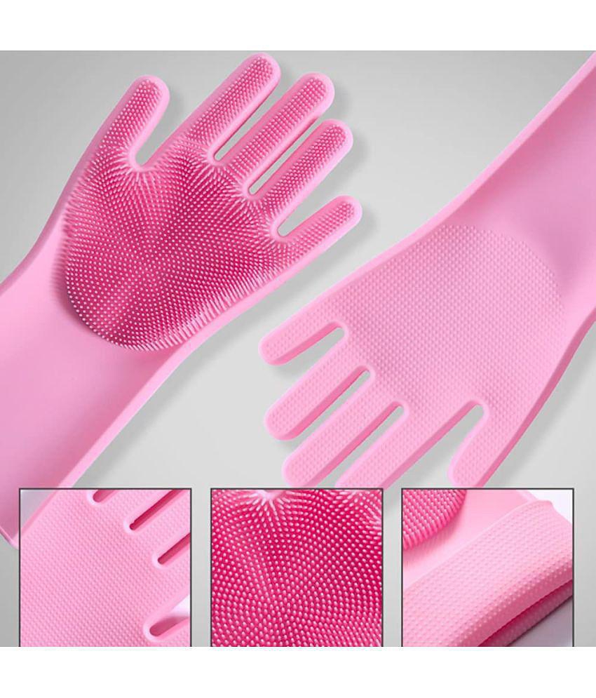 Handa - Pink Silicone Free Size Cleaning Gloves ( Pack of 1 )