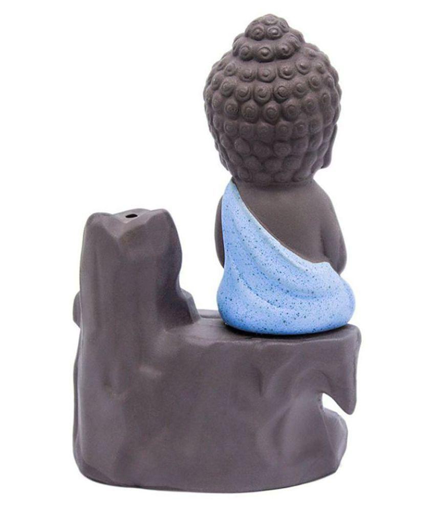 Leavess Idol Smoke Buddha Resin Buddha Idol 14 x 7 cms Pack of 1