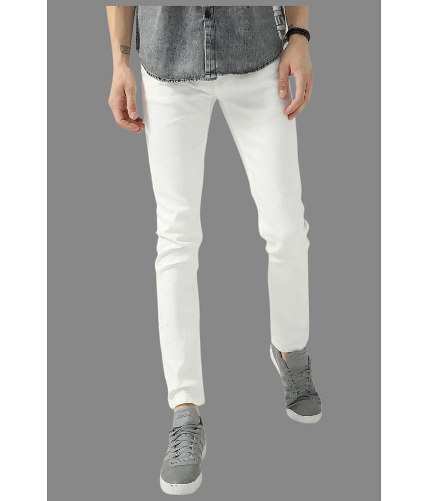 HALOGEN - White Denim Skinny Fit Men's Jeans ( Pack of 1 ) - None