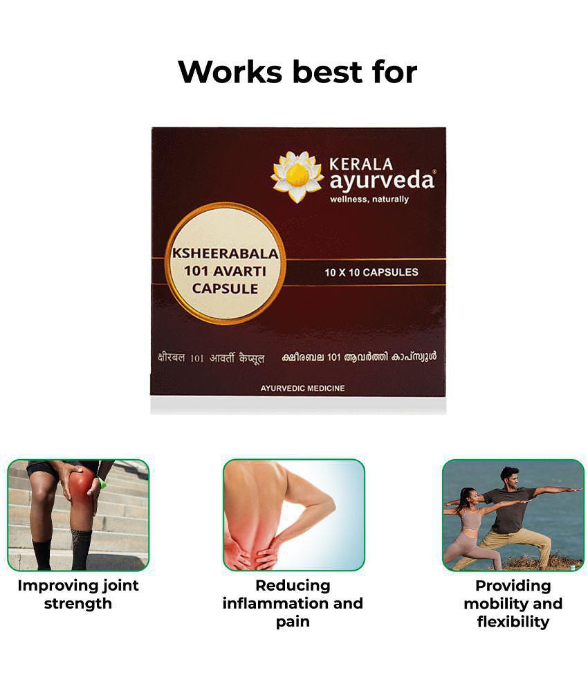 Kerala Ayurveda Ksheerabala 101 Avarti 100 Capsule |Natural Pain Relief Capsules | For Age-Related Joint Issues | Joint Stiffness and Swelling