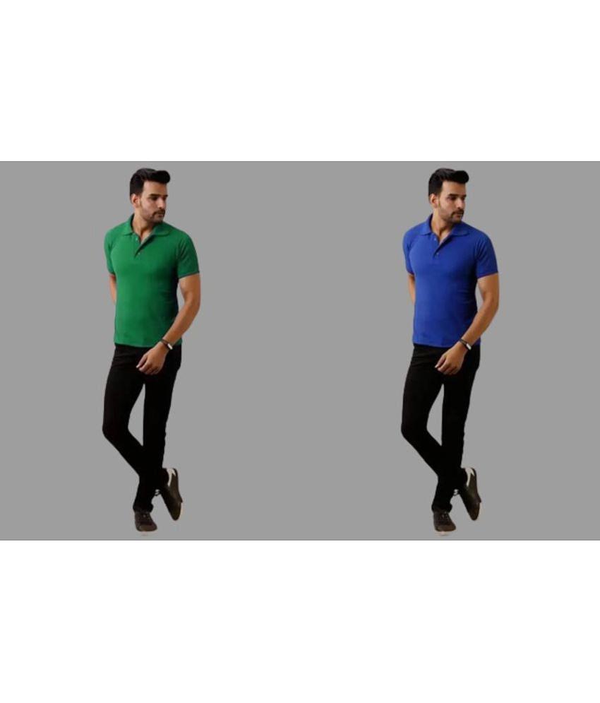 SKYRISE - Multicolor Cotton Blend Slim Fit Men's Polo T Shirt ( Pack of 2 ) - None