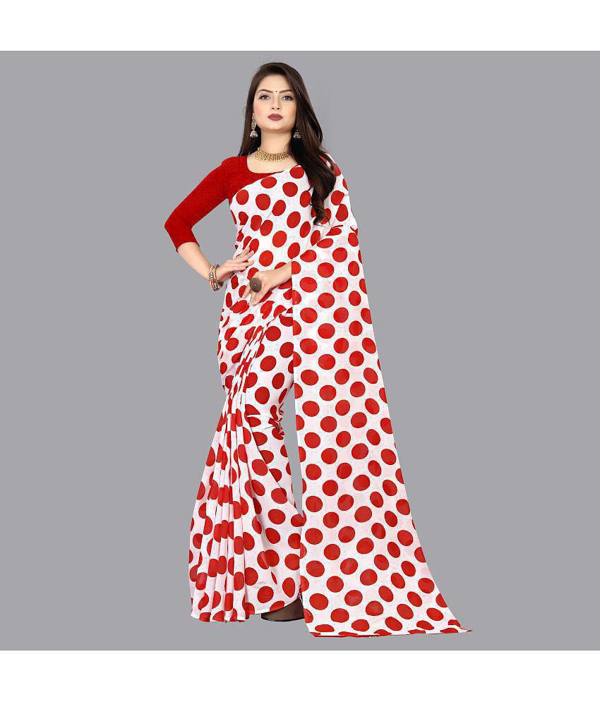 Anand Sarees - Red Georgette Saree With Blouse Piece ( Pack of 1 ) - Red