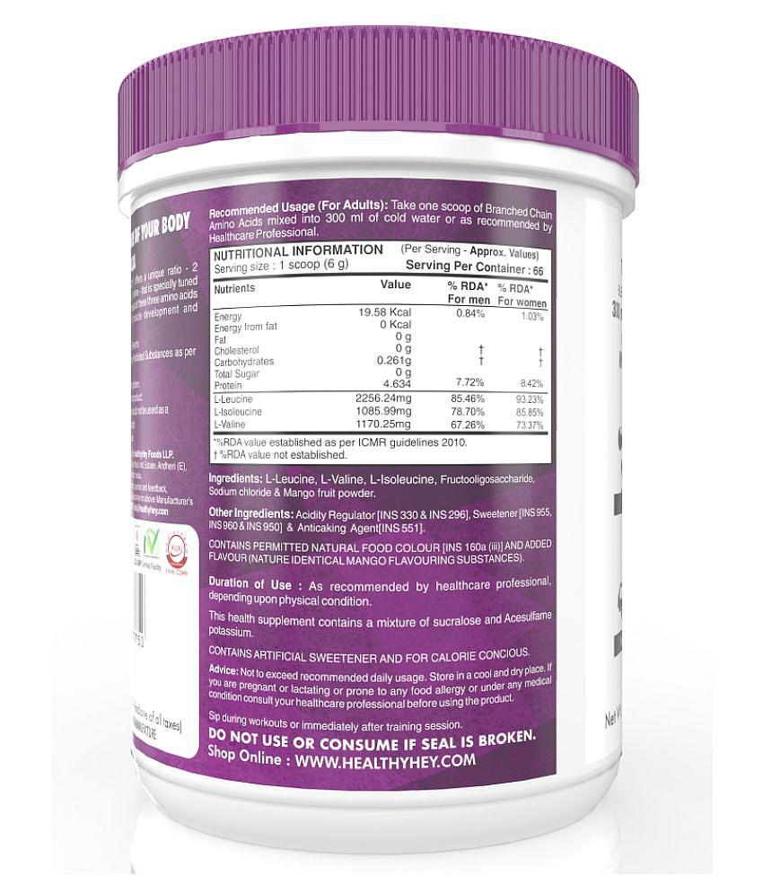 HEALTHYHEY NUTRITION BCAA Powder Instantized 2:1:1 - 66 servings 400 gm