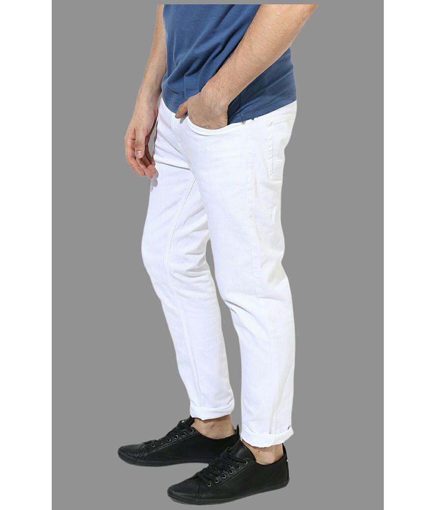 HALOGEN - White Denim Skinny Fit Men's Jeans ( Pack of 1 ) - None