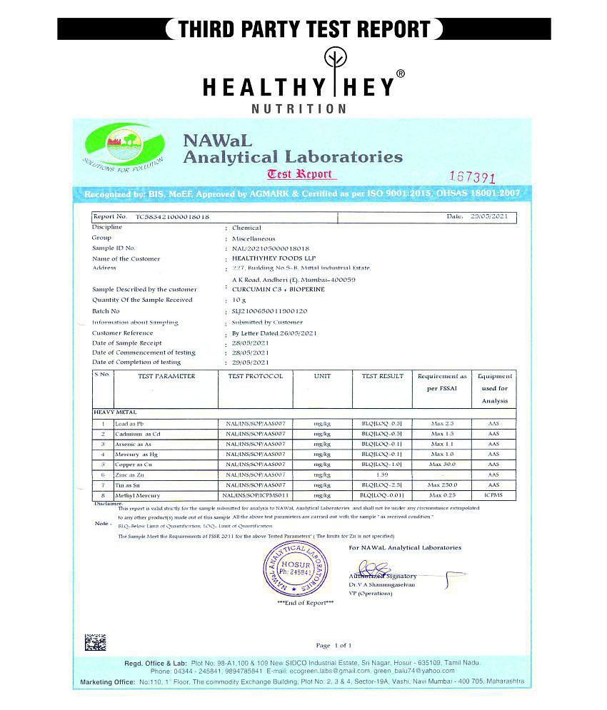 HEALTHYHEY NUTRITION Curcumin with Bioperine 1310mg 90Veg Cap 1310 mg Capsule