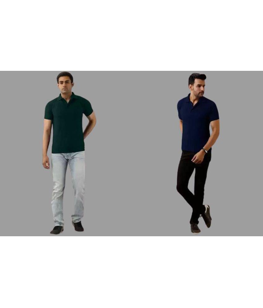 SKYRISE - Multicolor Cotton Blend Slim Fit Men's Polo T Shirt ( Pack of 2 ) - None