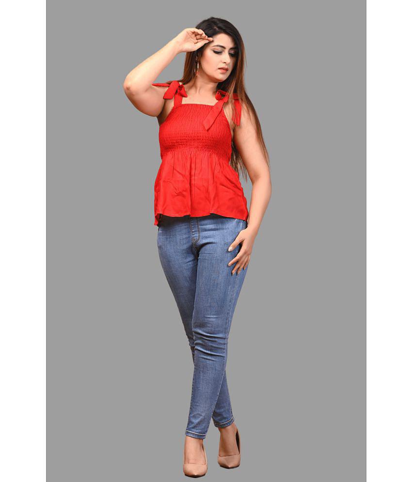 Sophisticated Men Frionkandy - Red Rayon Women's Regular Top ( Pack of 1 ) - None 2025 at ShopCi