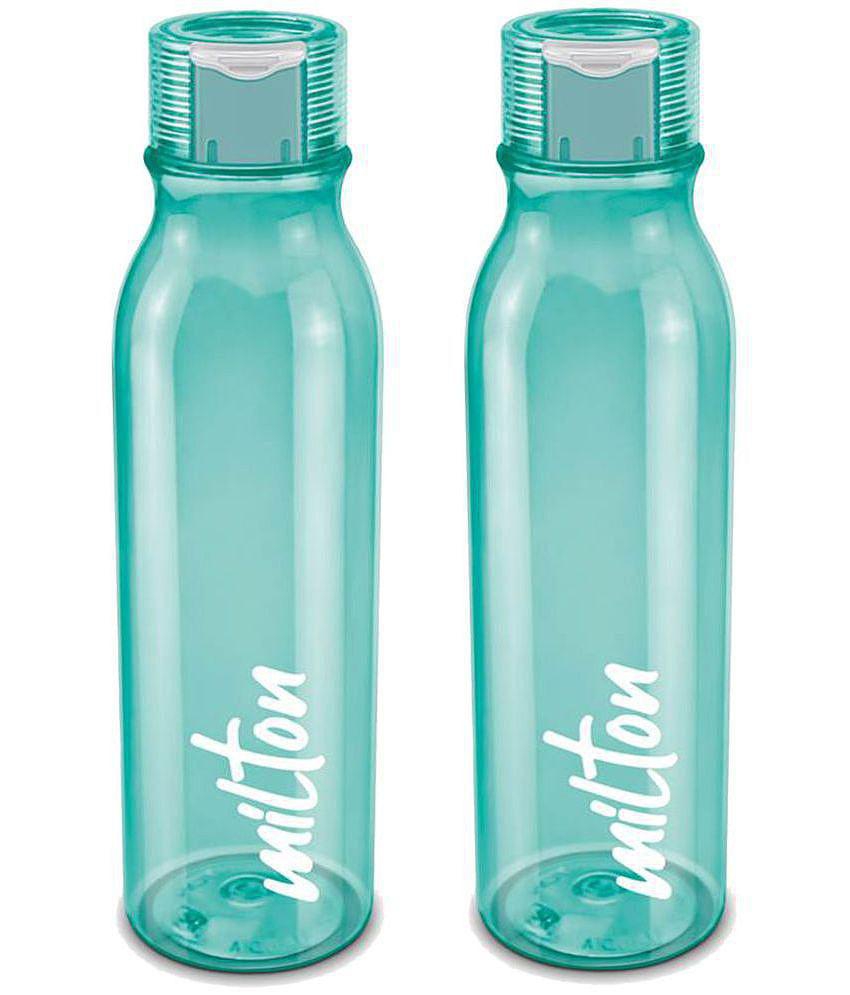 Milton Name Tag Pet Water Bottle, Set of 2, 1 Litre Each, Green - Green