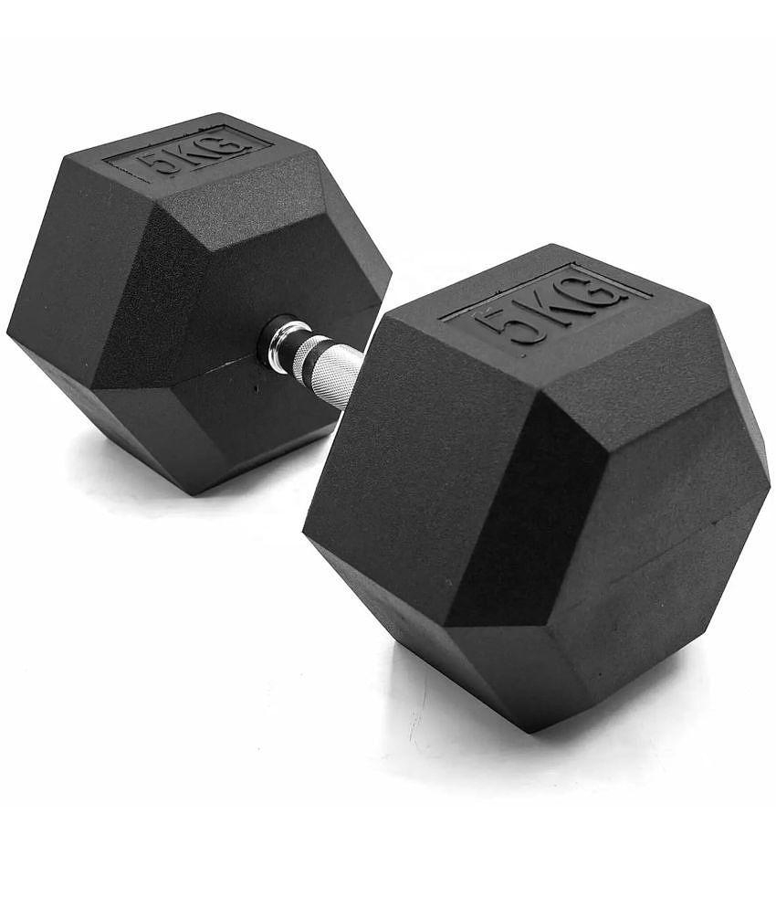 Slovic Rubber 5 kg Fixed Hex Dumbbell