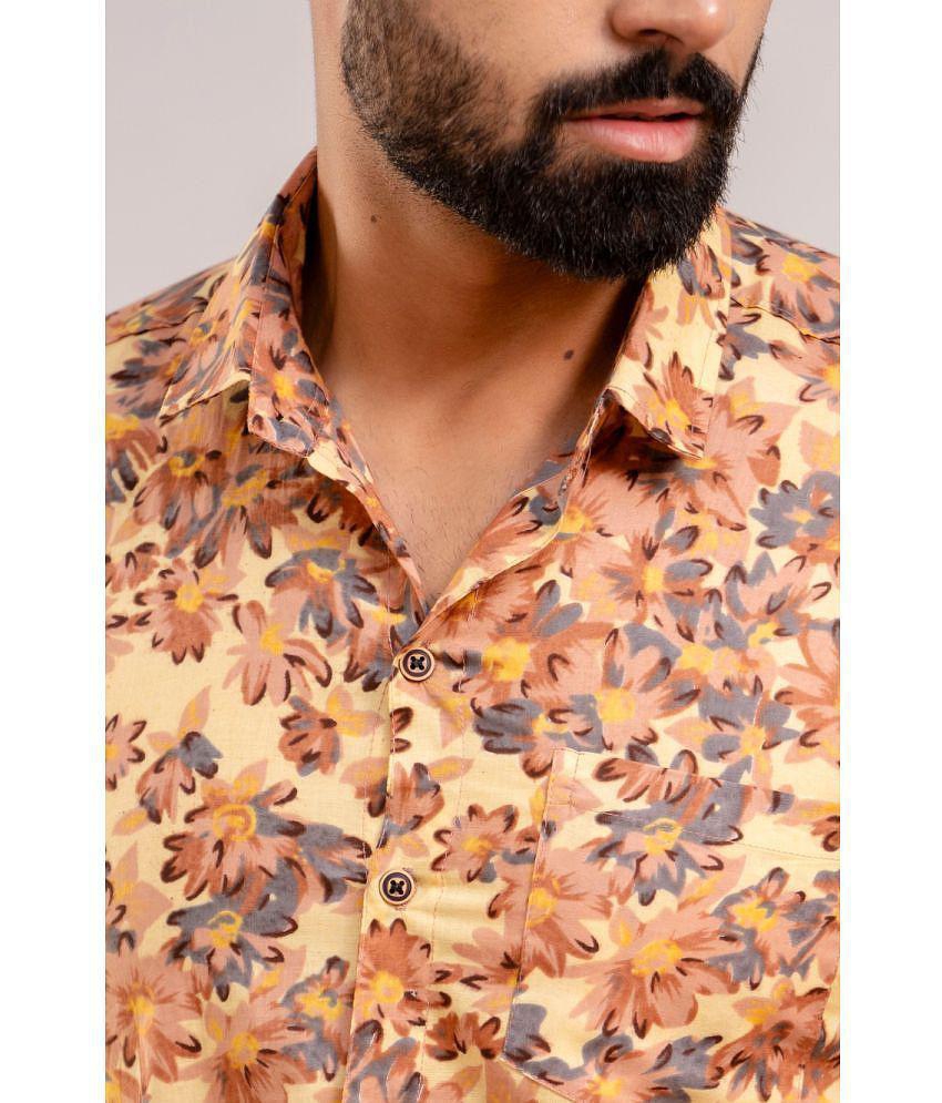 Sophisticated Men Frionkandy 100% Cotton Regular Fit Printed Half Sleeves Mens Casual Shirt - Ye