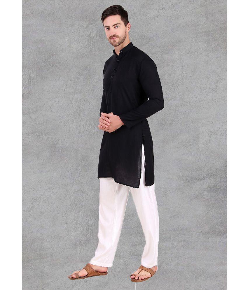 Preen - Black Cotton Blend Regular Fit Mens Kurta Pyjama Set ( Pack of 1 ) - None