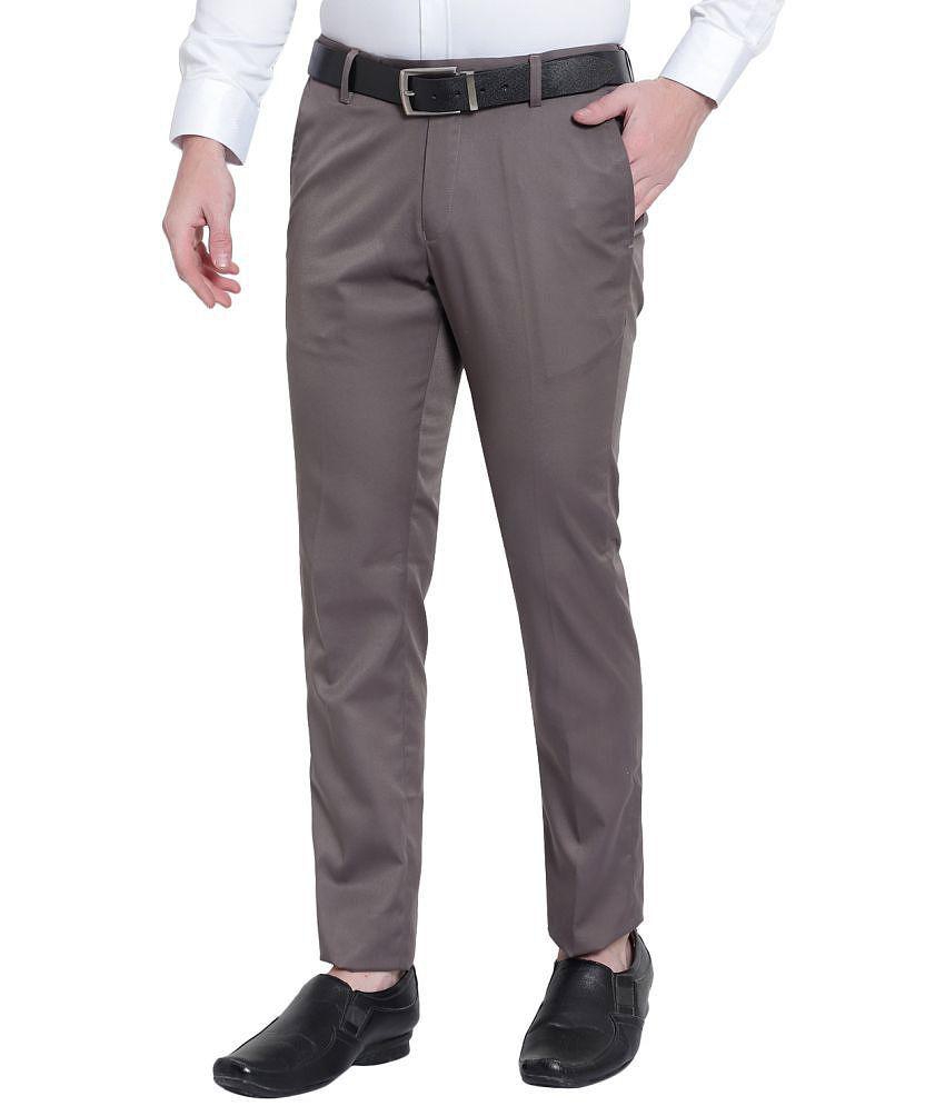 SREY - Grey Polycotton Slim - Fit Men's Trousers ( Pack of 1 ) - None