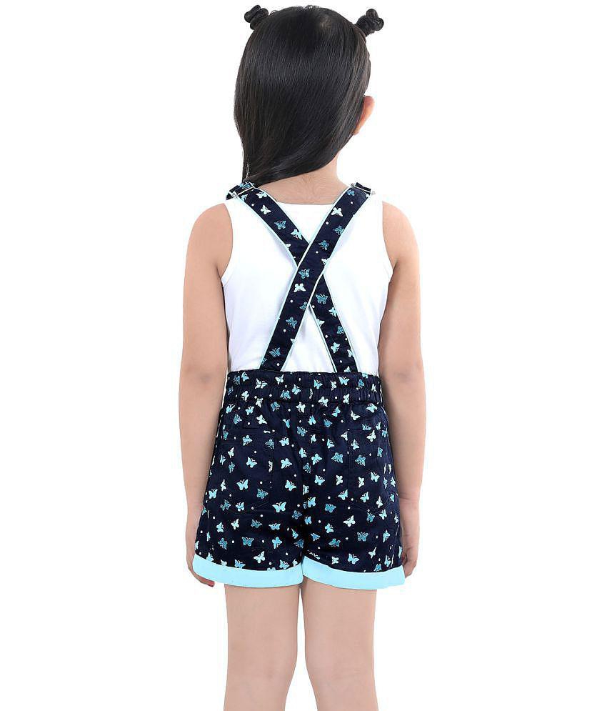 Naughty Ninos - Navy Blue Cotton Girls Dungarees ( ) - None