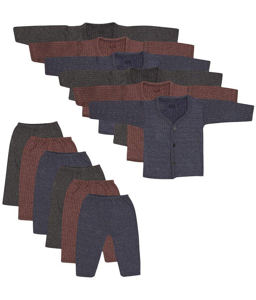 Elegant Men Valdez Front Open Kids Baby Boys Thermal Set Body Warmer Top & Pyjama, Blue, Grey, B