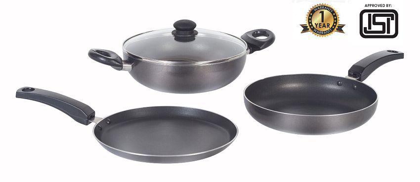 Goodflame Cookware Set 6 Piece Black Non-Stick Coating Cookware Set(Cookware Set,Black)