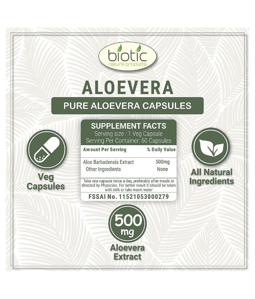 Biotic Aloevera Capsules (Aloe barbadensis) Extract 500mg Capsule 60 no.s