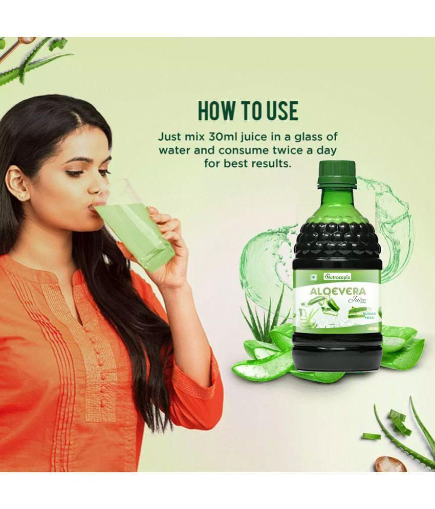 NUTROCOPIA Aloe Vera Juice | For Glowing Skin & Healthy Hair | Organic & Natural Juice Made With Cold Pressed Aloe Vera 400 ML