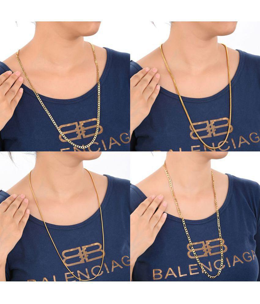Top Men AanyaCentric - Gold Plated Brass Chain ( Pack of 4 ) - None 2025 at ShopCircuit | ONDC