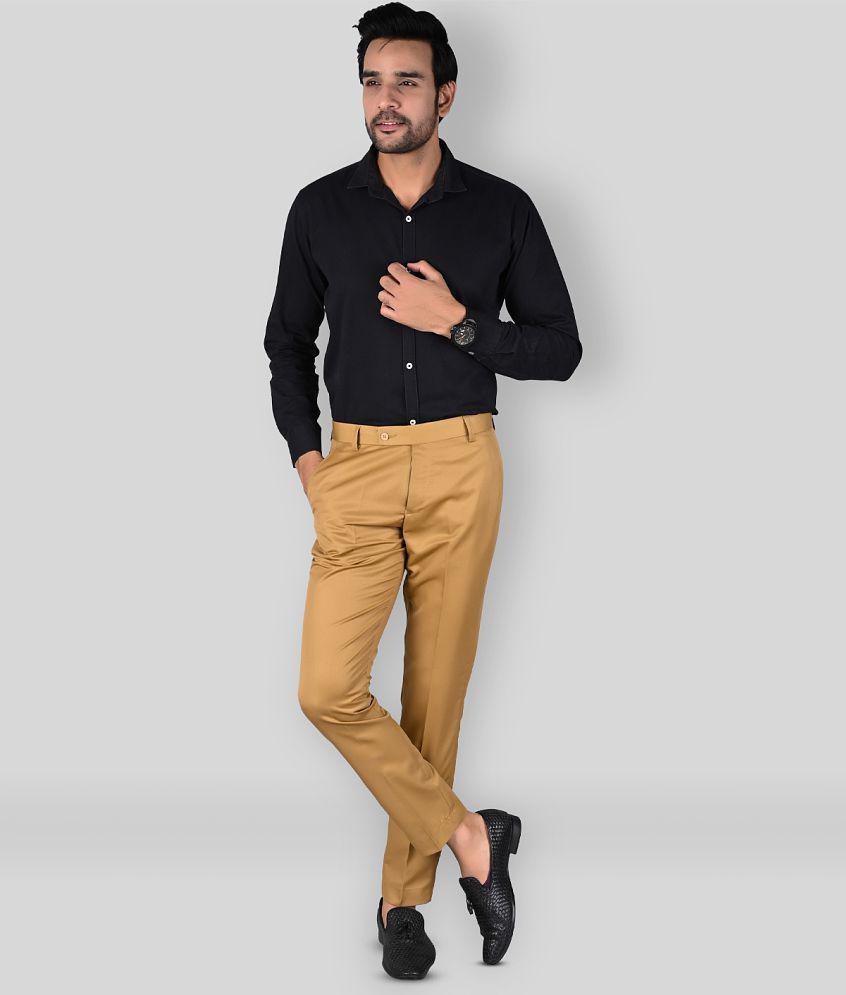 MANCREW - Khaki Polycotton Slim - Fit Men's Formal Pants ( Pack of 1 ) - None