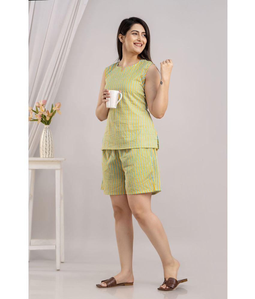 Sophisticated Men Frionkandy Yellow Cotton Womens Nightwear Nightsuit Sets ( Pack of 1 ) - None 