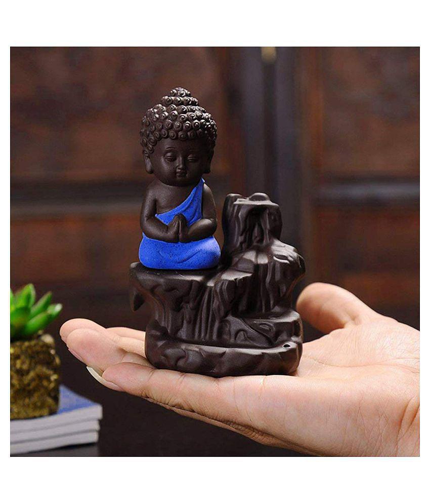 DEDHAS Smoke Buddha Blue With10pcCone Resin Buddha Idol 12 x 7 cms Pack of 1