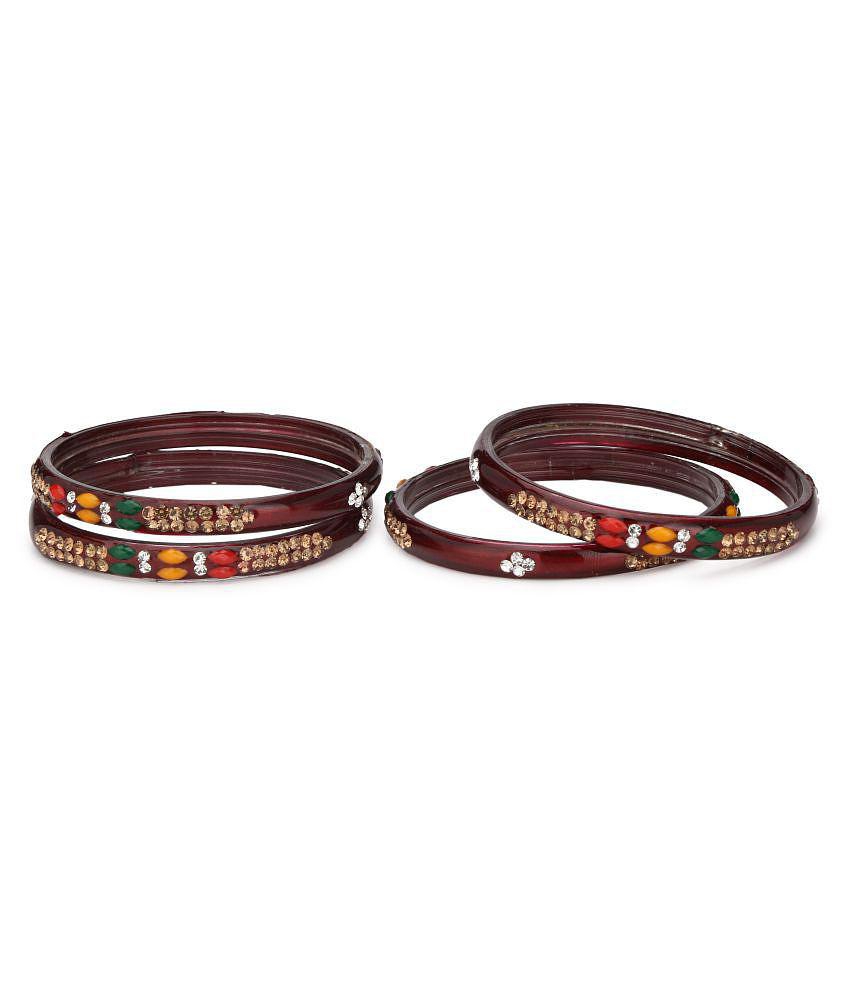 Exclusive Men Party Glass Bangle Set Ornamented With Beads For Spaical Look (Pack Of 4 Multi Shi