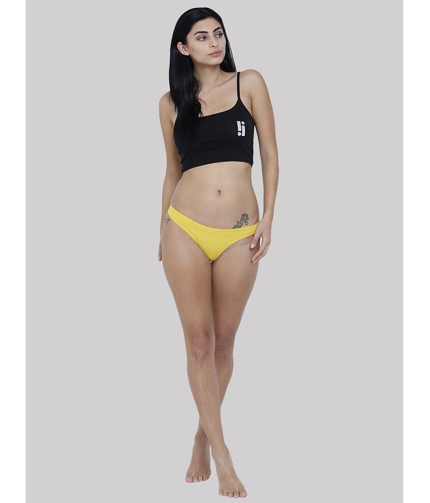 Exclusive Men BASIICS By La Intimo - Yellow BCPSS01 Polyester Solid Women's Bikini ( Pack of 1 )