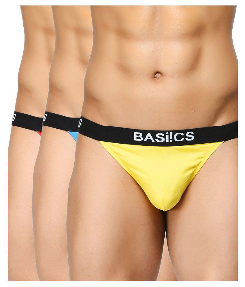 Sophisticated Men BASIICS By La Intimo - Multicolor Cotton Blend Mens Thongs ( Pack of 3 ) - L 2