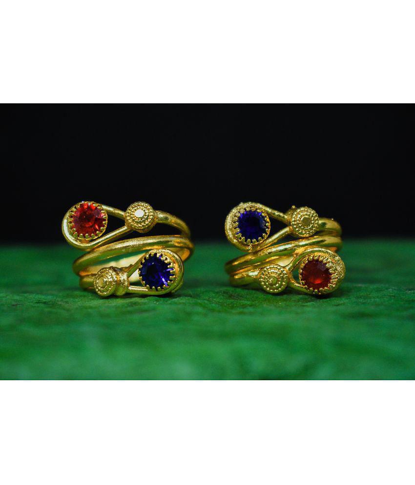 Latest Men AanyaCentric Gold Plated 2 Pair Toe Rings - Golden 2025 at ShopCircuit | ONDC