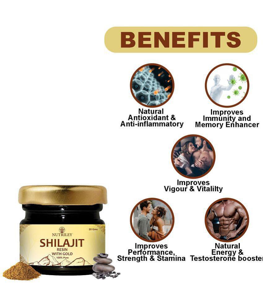 Nutriley Shilajeet Gold Resin for stamina, Improves Performance, Strength & Stamina, Improves Vigour & Vitalilty, Natural Antioxidant & Anti-inflammatory, Shilajit gold capsule