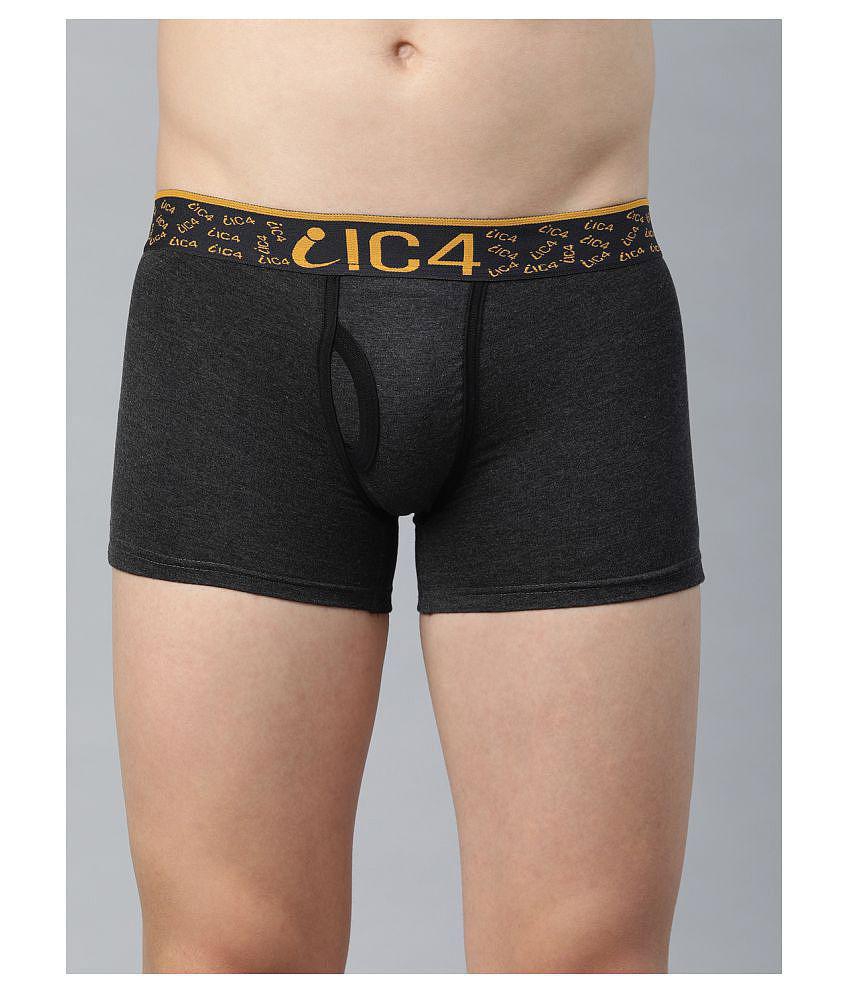 IC4 - Black Cotton Blend Men's Trunks ( Pack of 2 ) - S