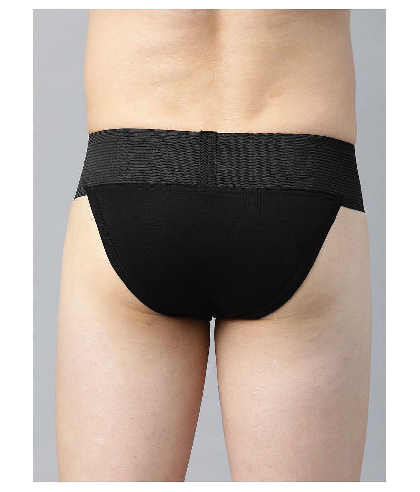 IC4 - Black Cotton Blend Men's Briefs ( Pack of 2 ) - M