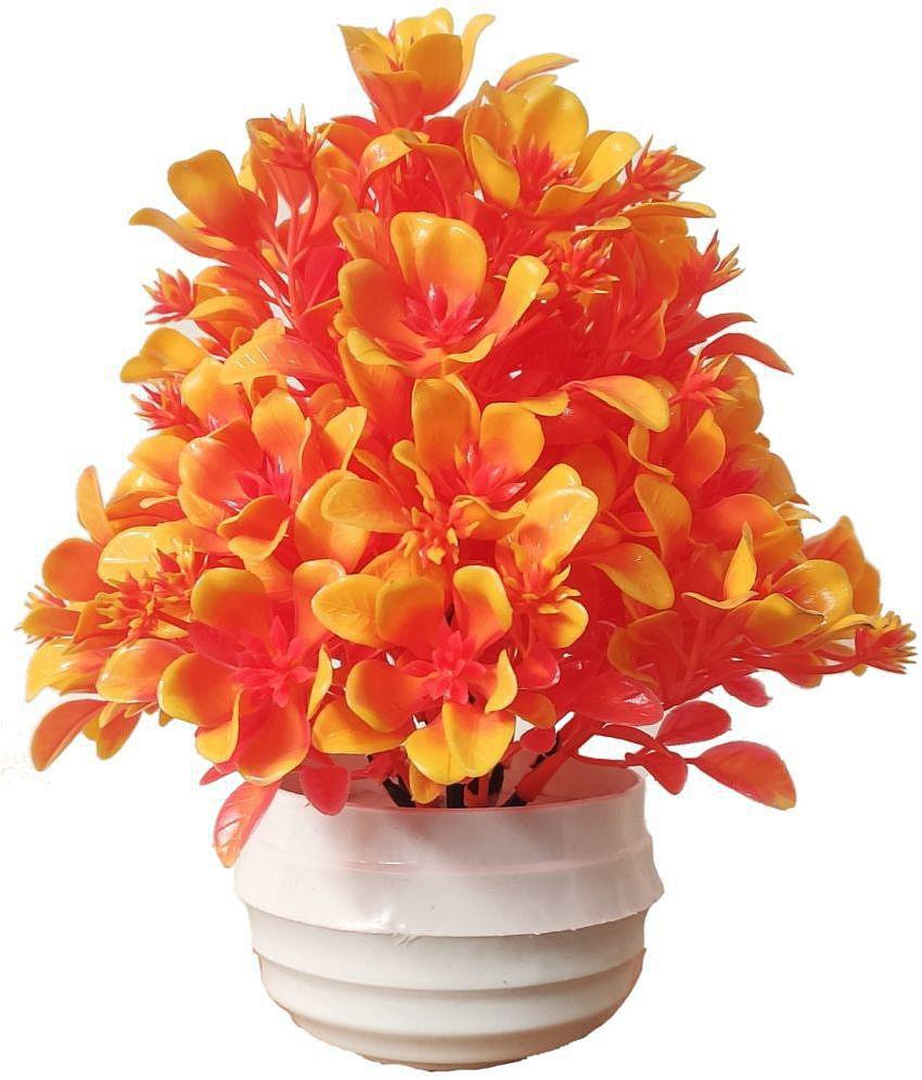 BAARIG - Orange Wild Artificial Plants Bunch ( Pack of 1 )