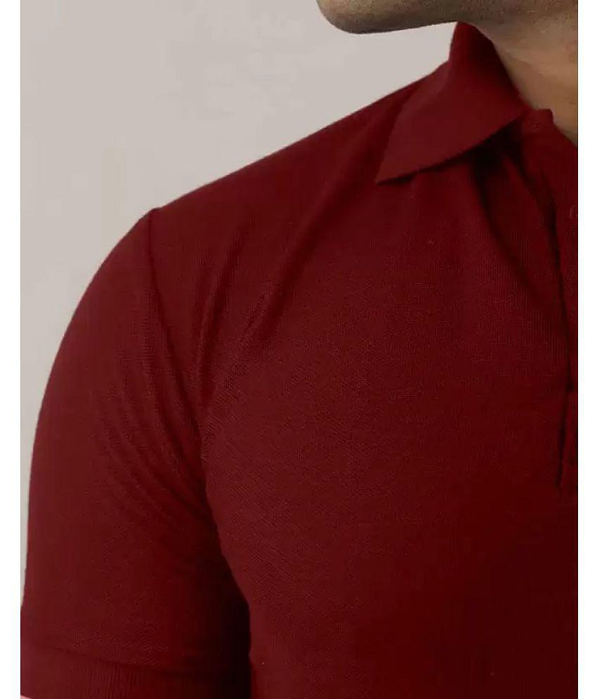 Latest Men SKYRISE - Burgundy Cotton Blend Slim Fit Men's Polo T Shirt ( Pack of 1 ) - None 2025