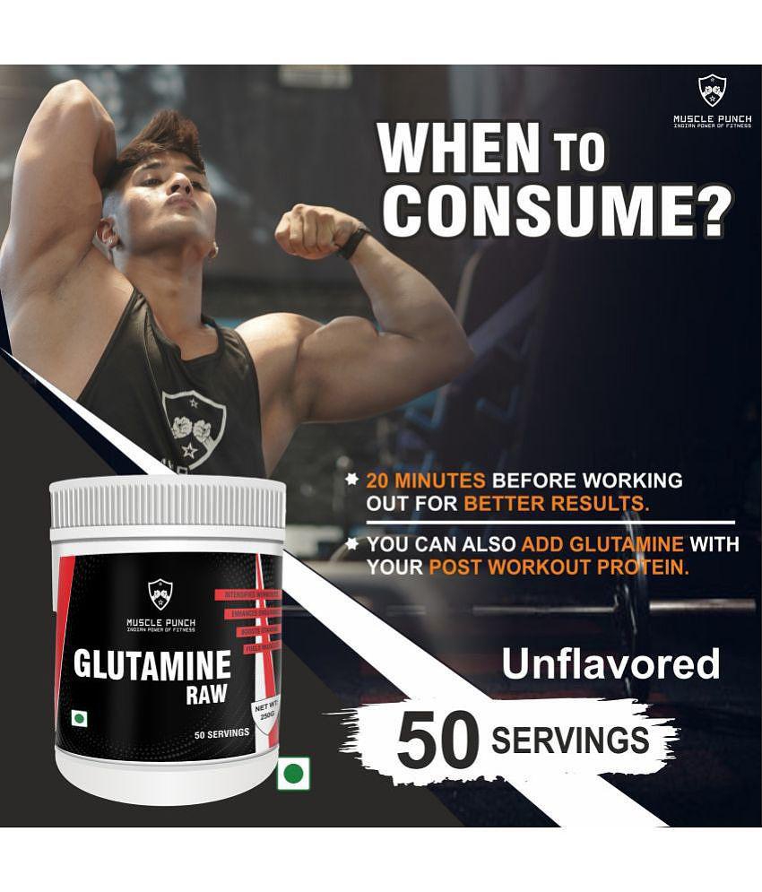 Muscle Punch Muscle Punch | Glutamine Raw| Post Workout | 100% Pure 250 gm 240 gm