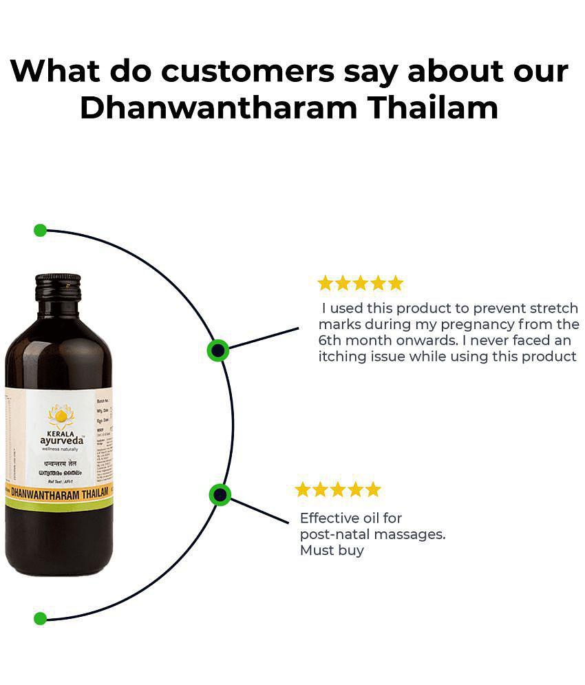 Kerala Ayurveda Dhanwantharam Thailam 450 Ml, For Pre & Post Natal Massage, Soothing Massage Oil for Pregnant Belly,For Pregnancy Massage