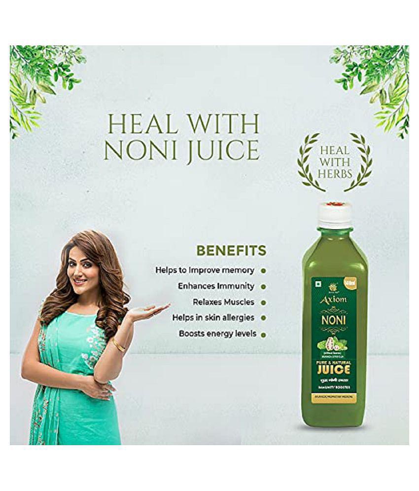 Axiom Ayurveda Noni Juice 500 ml | Immunity Booster | Made with Fresh Noni Fruit | WHO GMP GLP Certified Product | No Added Color | No Added Sugar Pack of 2