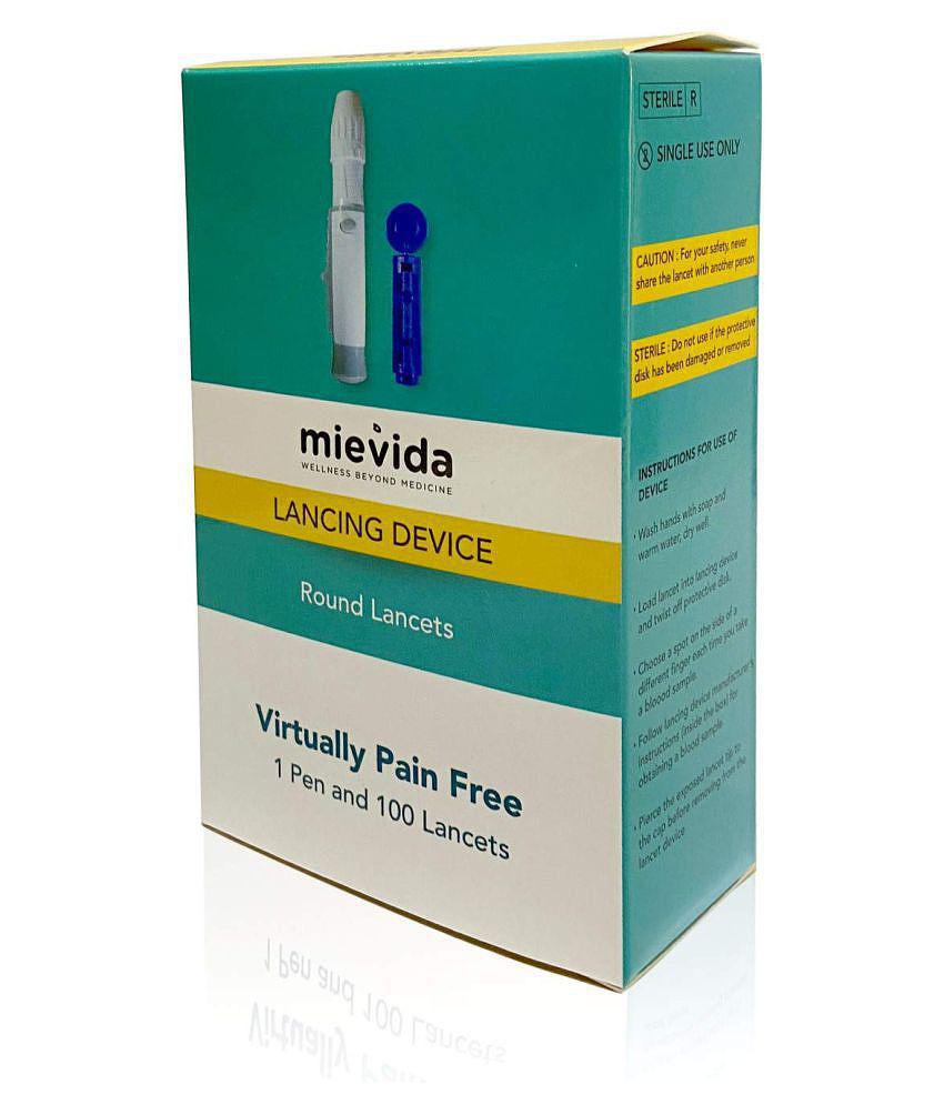 MIEVIDA Sterile Lancets with Lancing Device with Painless Prick Technology and 6 Depth Penetration, 100 Pieces