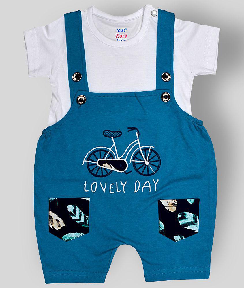 Sathiyas - Blue Cotton Baby Boy Dungaree Sets ( Pack of 1 ) - 12-18 Months