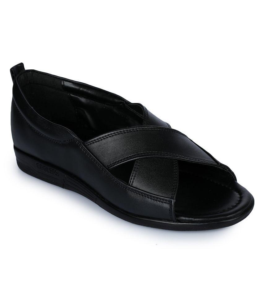 Top Men Liberty Black Faux Leather Floater Sandals - 10 2025 at ShopCircuit | ONDC