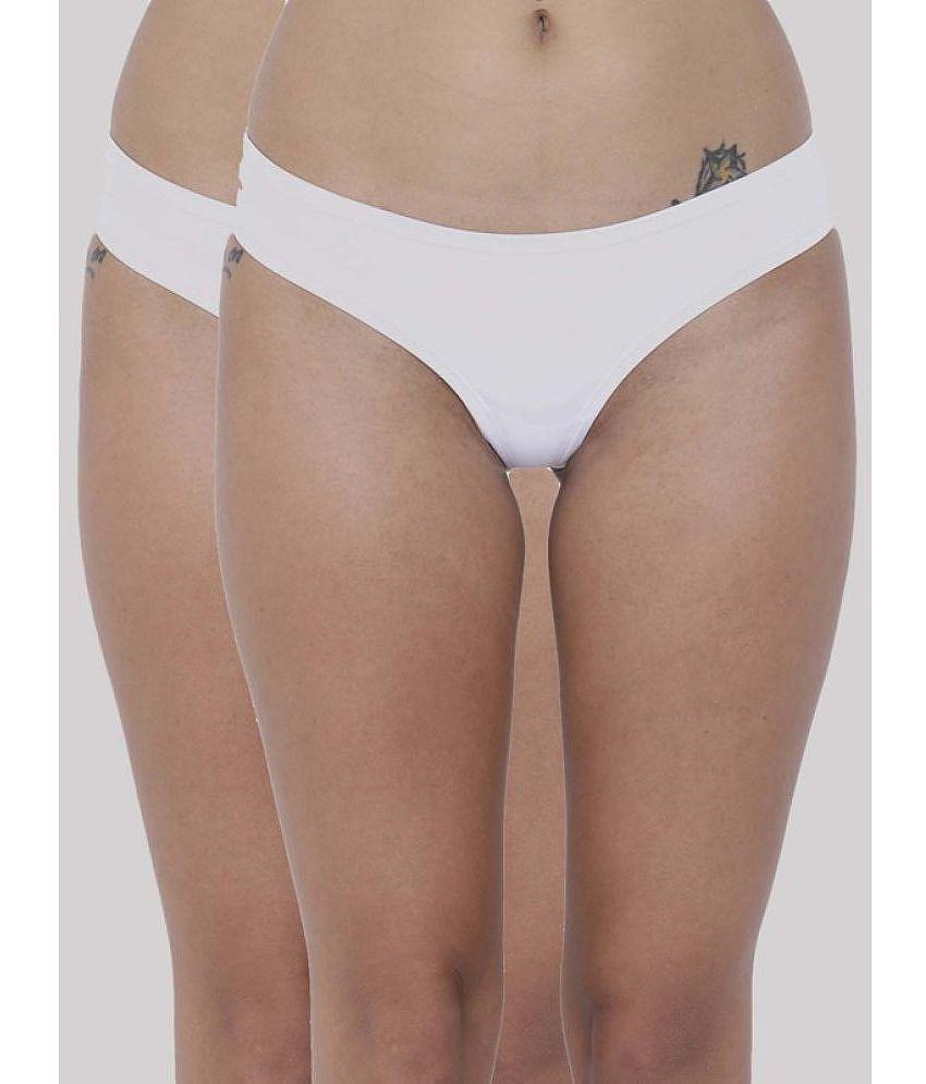 Exclusive Men BASIICS By La Intimo - White BCPSS020B Polyester Solid Womens Bikini ( Pack of 2 )