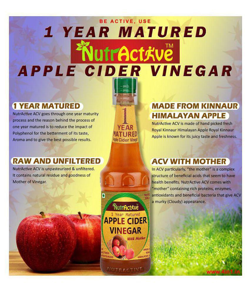 NutrActive Natural Apple Cider Vinegar with Mother of Vinegar 500 ml Unflavoured Single Pack