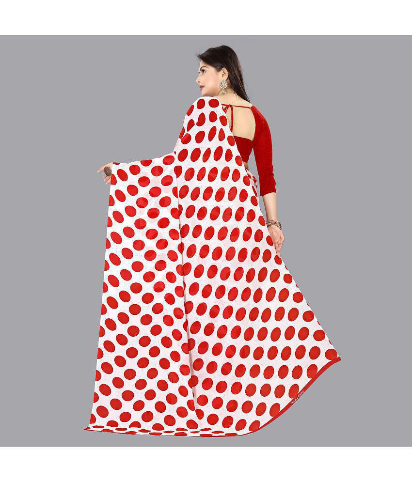 Anand Sarees - Red Georgette Saree With Blouse Piece ( Pack of 1 ) - Red