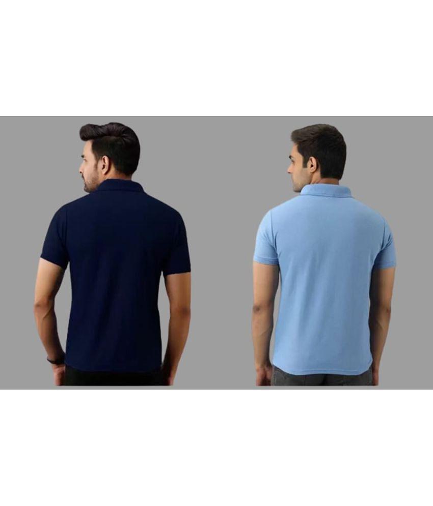 SKYRISE - Multicolor Cotton Blend Slim Fit Men's Polo T Shirt ( Pack of 2 ) - None