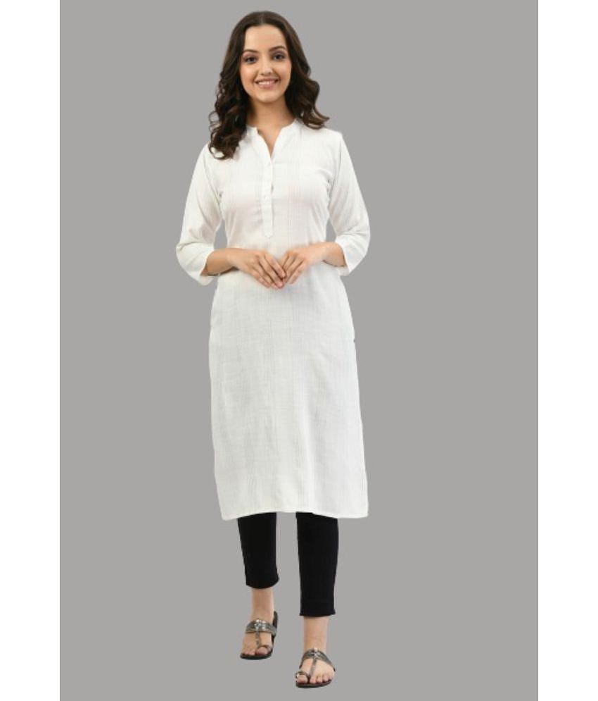 Elegant Women MAURYA - White Cotton Women''s Straight Kurti ( Pack of 1 ) - None 2025 at ShopCir