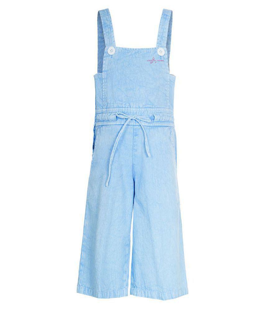 Naughty Ninos - Blue Cotton Girls Dungarees ( Pack of 1 ) - None