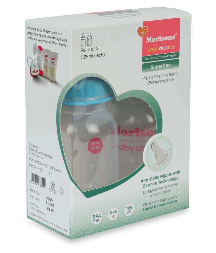 Morisons Baby Dreams - Multicolor 125 ml Feeding Bottle (Pack of 2)