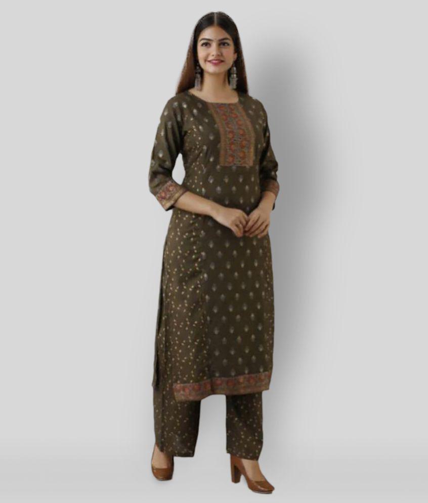 Buy Online Plo MAUKA - Green Straight Rayon Women's Stitched Salwar Suit ( Pack of 1 ) - S